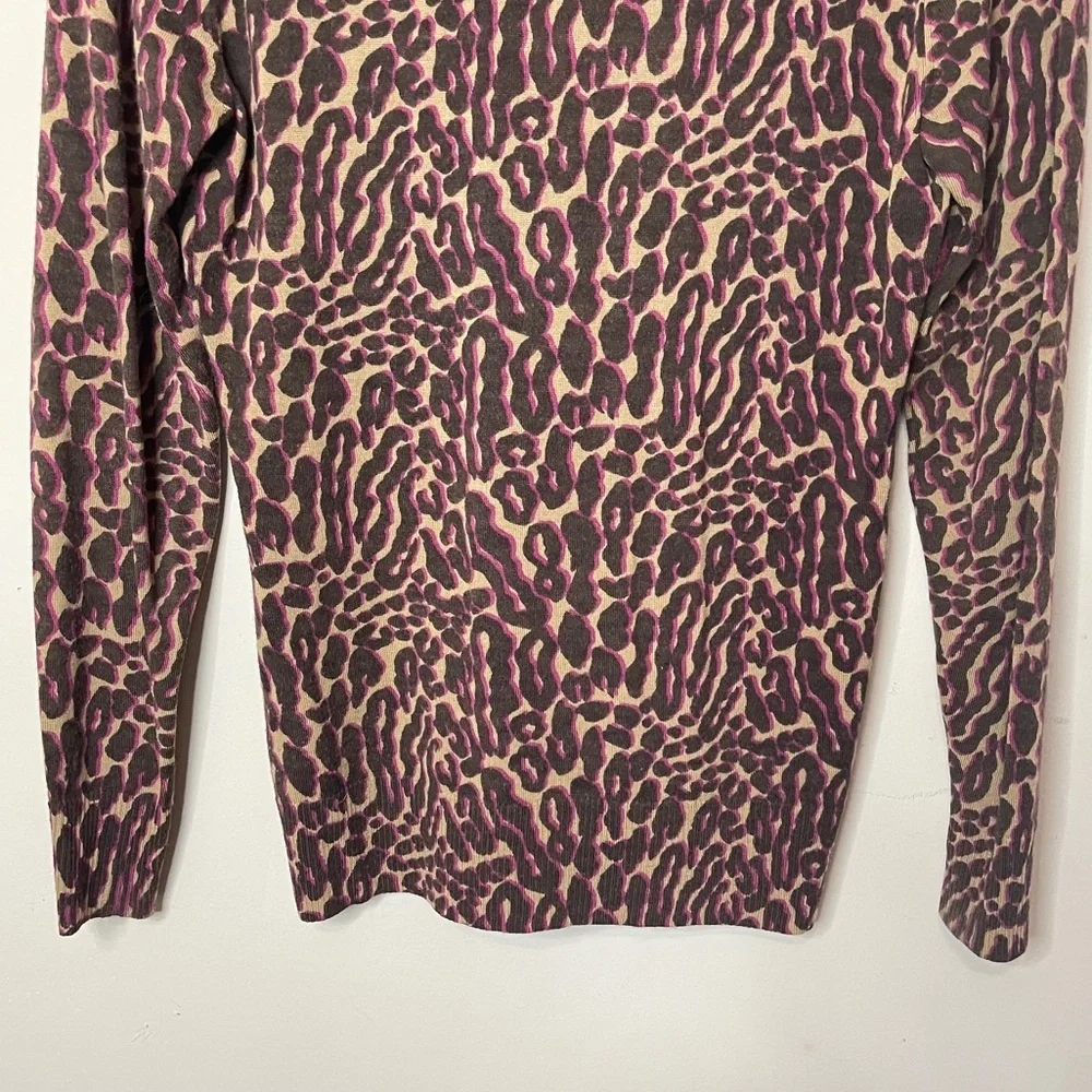 TORY BURCH Lightweight Merino Wool Leopard Print Button-Up Cardigan, Small‎